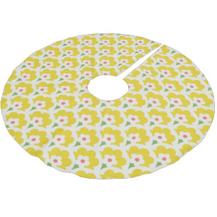 Retro Gelbes Blumengartenmuster Polyester Weihnachtsbaumdecke