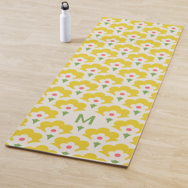 Retro Gelbes Blumengartenmuster Yogamatte (Beispiel)