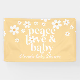 Retro-gelbes Daisy-Boho-Frieden-Liebe-Babyparty Banner