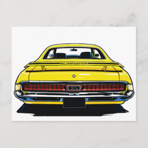 Retro-gelbes Muscle-Car, Illustration im Pop-Art-S Postkarte