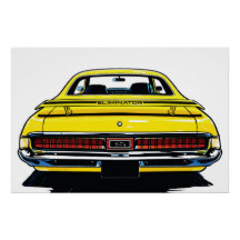 Retro-gelbes Muscle-Car, Pop-Art-Illustration der