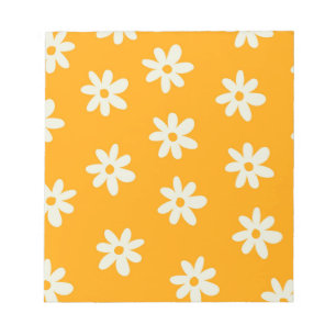 Retro Gelbes weißes Blumenmuster Einfaches Muster  Notizblock