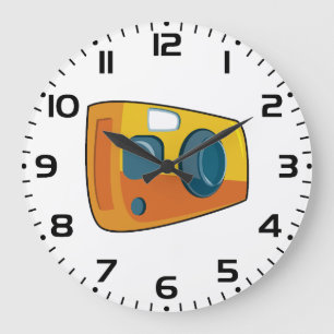 Retro-Gelbfarbenes Punkt-und-Shoot-Filmkamera Große Wanduhr