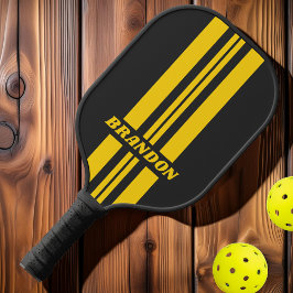Retro-Gelbjacke Doppelte Kundgebung Streifen mit N Pickleball Schläger