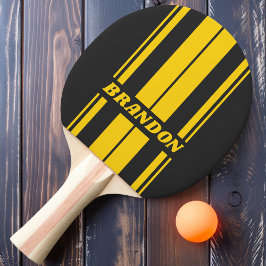 Retro-Gelbjacke Dualboard Streifen mit Namen Tischtennis Schläger
