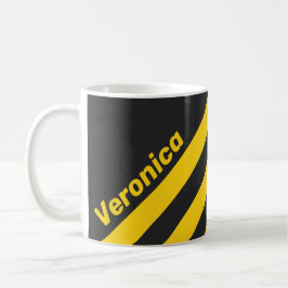 Retro Gelbweste Drei Streifen mit Namen Kaffeetasse