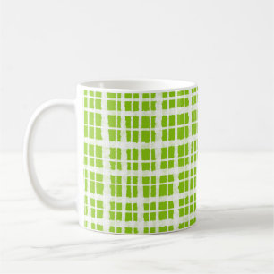 Retro gemaltes Gingham-Karomuster Limettengrün Kaffeetasse