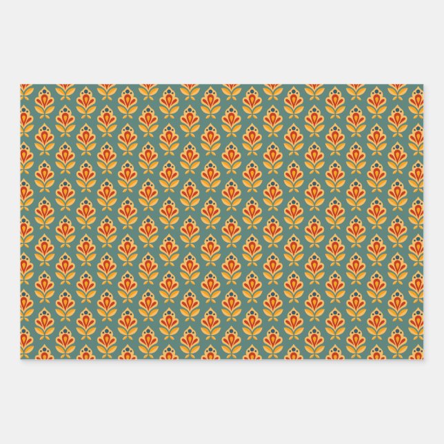 Retro-Gemusterte Wrapp-Druck Mitte des Jahrhundert Geschenkpapier Set (Vorderseite)