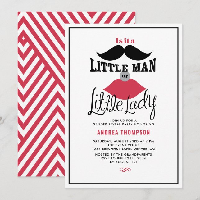 Retro Gender Reveal Baby Shower Einladung (Vorne/Hinten)