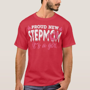 Retro Gender Reveal Proud New Stepmuth It's a Girl T-Shirt