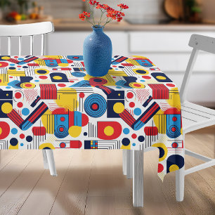 Retro Geometric Abstrakt Pat#10 Navy Red ID1067 Tischdecke