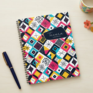 Retro Geometric Abstrakt Pat#12 Multi Color ID1067 Notizbuch