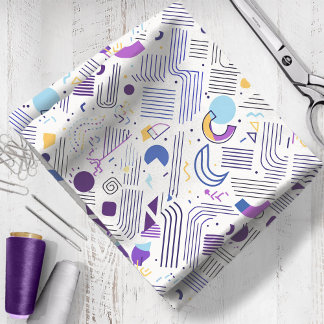 Retro Geometric Abstrakt Pat#4 Lila Blue ID1067 Stoff