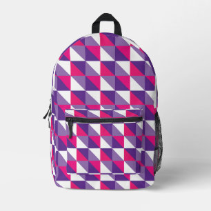 Retro Geometric Abstrakt rosa Lila & weiß Bedruckter Rucksack