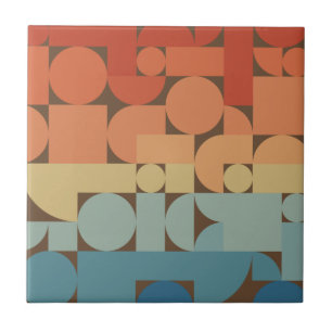 Retro Geometric Art 70er Style Fliese