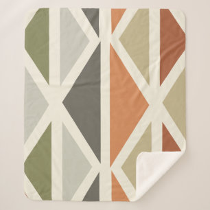 Retro Geometric Art Dreiecke grünes Orange Sherpadecke
