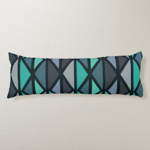 Retro Geometric Art Dreiecke Schwarz Aquamarin Seitenschläferkissen