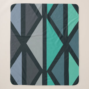 Retro Geometric Art Dreiecke Schwarz Aquamarin Sherpadecke