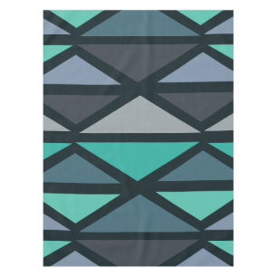 Retro Geometric Art Dreiecke Schwarz Aquamarin Tischdecke