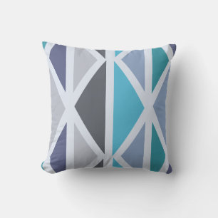 Retro Geometric Art Dreiecke Türkis Grau Kissen