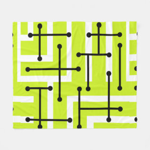 Retro Geometric Art Maze Chartreuse Fleecedecke