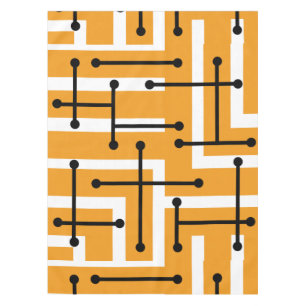 Retro Geometric Art Maze Orange Tischdecke