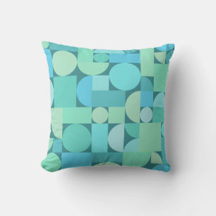 Retro Geometric Art Ocean Turquoise Kissen