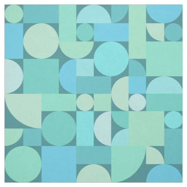 Retro Geometric Art Ocean Turquoise Stoff (Muster)
