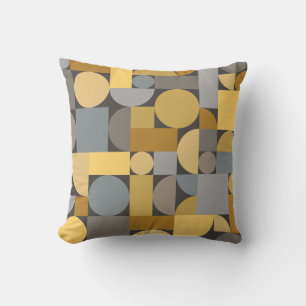 Retro Geometric Art Yellow Gray Kissen