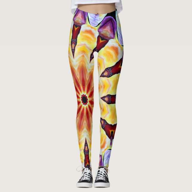 Retro Geometric Artdeco Lebhafte Farben Leggings (Vorderseite)