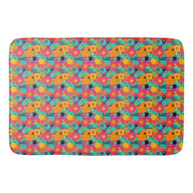 Retro Geometric Bath Mat - Bold & Chic Décor Badematte (Vorderseite)