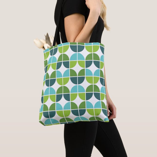 Retro Geometric Blue Green Pattern Tasche (Von Nahem)