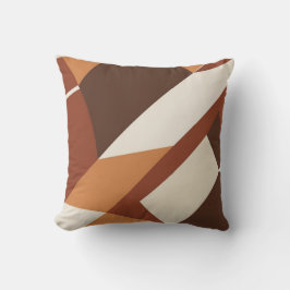 Retro Geometric Brown and Orange Throw Pillow Kissen