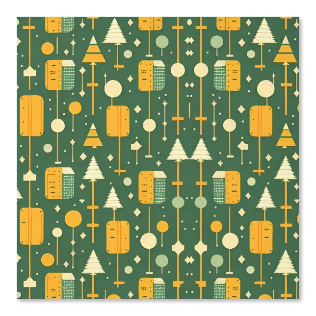 Retro Geometric Christmas Trees Pattern Tapete (Vorderseite)