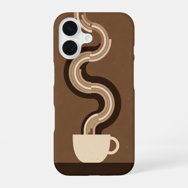 Retro Geometric Coffee Vapor iPhone 16 Hülle (Rückseite)