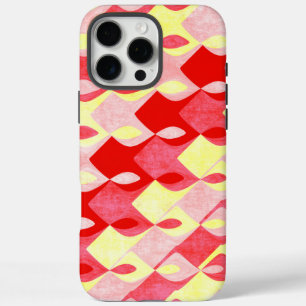 Retro Geometric Diamond Muster rot, rosa und gelb iPhone 16 Pro Max Hülle