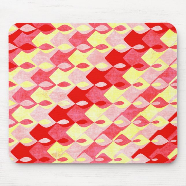Retro Geometric Diamond Muster rot, rosa und gelb Mousepad (Vorne)