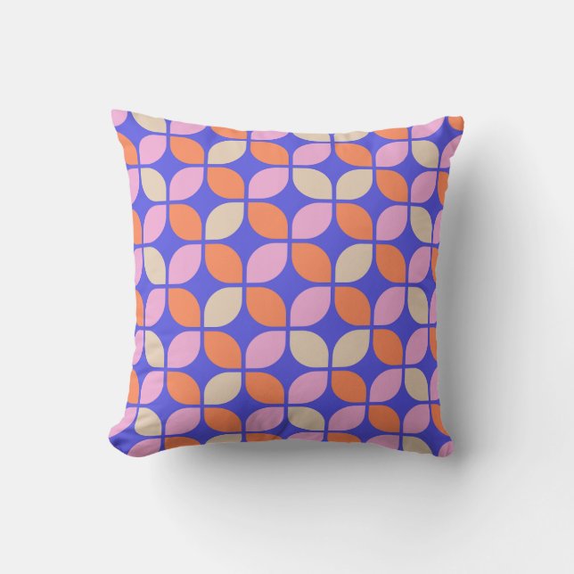 Retro Geometric Floral Pattern Abstrakt Kissen (Vorderseite)