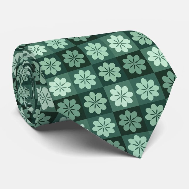 Retro Geometric Floral Pattern Neck Tie Krawatte (Gerollt)
