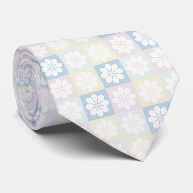 Retro Geometric Floral Pattern Neck Tie Krawatte (Gerollt)