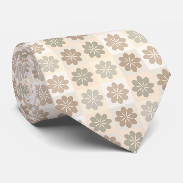 Retro Geometric Floral Pattern Neck Tie Krawatte (Gerollt)