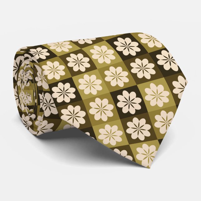 Retro Geometric Floral Pattern Neck Tie Krawatte (Gerollt)