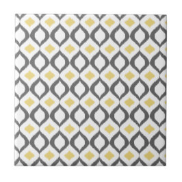 Retro Geometric Ikat Yellow Gray Muster Fliese