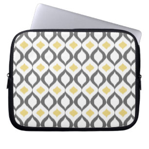 Retro Geometric Ikat Yellow Gray Muster Laptopschutzhülle