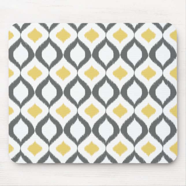 Retro Geometric Ikat Yellow Gray Muster Mousepad (Vorne)