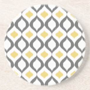Retro Geometric Ikat Yellow Gray Muster Untersetzer