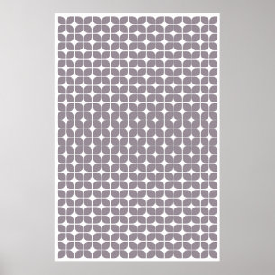 Retro Geometric Leaf Muster Taupe Poster