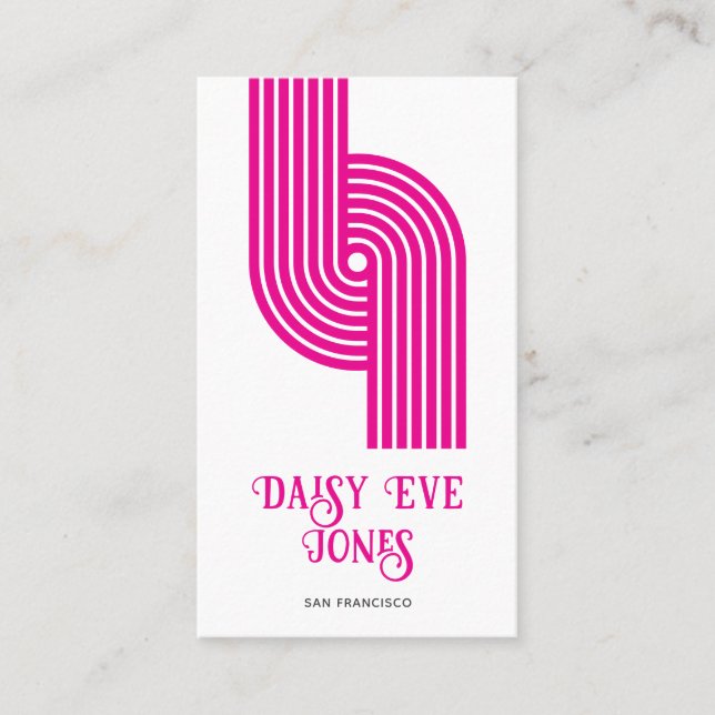 Retro Geometric Magenta Mod Business Card Visitenkarte (Vorderseite)