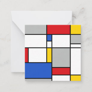 Retro Geometric Mondrian Style Color-Zusammensetzu Mitteilungskarte