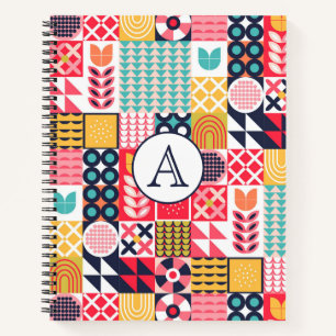 Retro Geometric Monogram Notizbuch